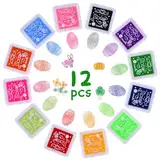 Vicloon Stempelkissen Set, 12 Farben Stempelkissen Fingerabdrücke Set, Ungiftig Abwaschbar Stamp Pad, für Gummi Stempel DIY Scrapbooking und Karte Machen Dekoration