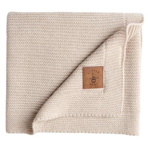 Little Dedi Baby Weiche Strickdecke – Weich & Atmungsaktiv – Oeko-Tex Zertifiziert – Leicht & Kuschelig – Perfekt für Neugeborene, Kleinkinder, Kinderbett, Kinderwagen & Babyzimmer (Beige Alina)