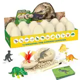 Idota 12 Stück Dinosaurier Eier Ausgrabungsset, Dinosaurier Ei Ausgrabung 12 Dinosaurierarten für Spielzeug Geschenk Kinder Jungen Mädchen ab 3-10 Jahre, Dino Eier zum Ausgraben Set Archäologie