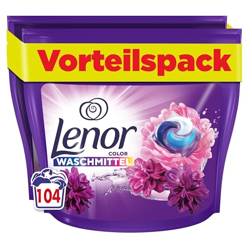 Lenor Waschmittel PODS All-in-1, 104 Waschladungen, Amethyst Blütentraum, Color Waschmittel, Langanhaltende Frische und Tiefenreinigung selbst bei niedrigen Temperaturen