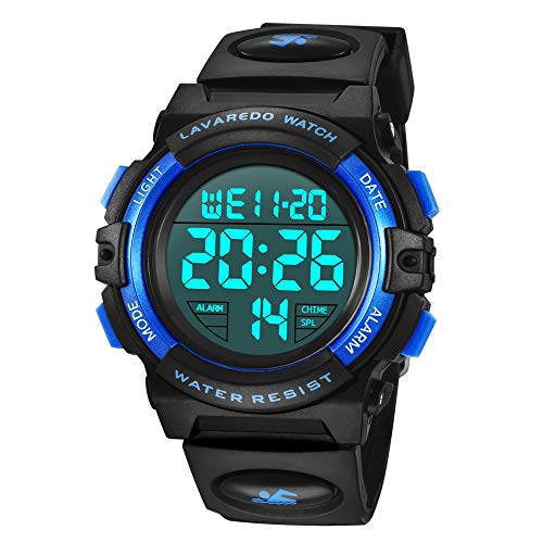 BEN NEVIS Digital Uhren für Kinder Jungen - 50 M Wasserdicht Sports Outdoor Silikon Armbanduhr mit Wecker/Stoppuhr/LED-Licht/Stoßfest/Datum,Elektronische Kinderuhren Blau