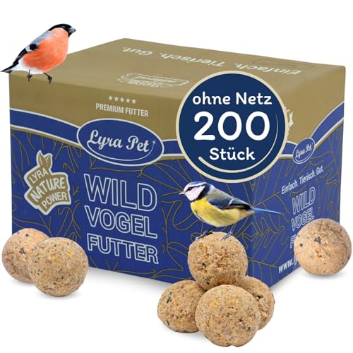 Lyra Pet® | 200 x 90 g Meisenknödel ohne Netz | Vogelfutter für das Ganze Jahr | Energielieferant für Wildvögel | Mineralstoffreiches Wildvogelfutter | Fetthaltig & Nährstoffreich | Für Futterschalen