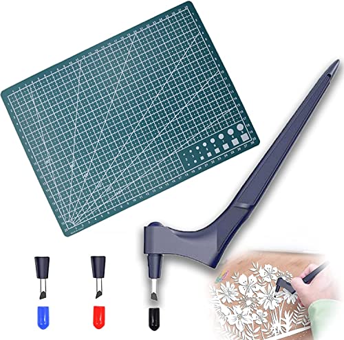 4 Stück Craft Cutting Tools, Art Schneidemesser Set, Handwerk Schneidwerkzeuge, Edelstahl Craft Messer mit 360-Grad Rotierender Klinge, DIY Crafts Cutting Knives, Hobby, Scrapbooking, Schablone