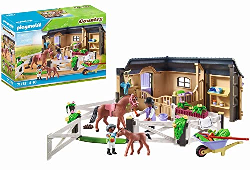 PLAYMOBIL Country 71238 Reitstall, Pferdebox mit kleinem Anbau und Auslauf, Pferd mit Fohlen für den Reiterhof, Spielzeug für Kinder ab 4 Jahren