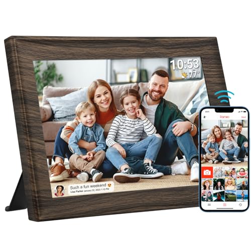 FRAMEO Digitaler Bilderrahmen WLAN 32GB 10,1 Zoll 1280x800 Touchscreen, Auto-Drehen von Porträt und Landschaft, Smart Motion Sensor, Teilen Sie Momente sofort über Frameo App von überall