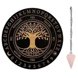 AHANDMAKER Pendelbrett-Set, Wünschelrute Wahrsagetafel Metaphysische Mitteilungstafel Mit Kristallpendelkette Für Hexerei Wiccan Altar Supplies Kit, Gewebter Baum des Lebens