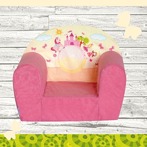 FORTISLINE Kindersessel Abnehmbarer Bezug Weicher Schaumstoff Pink Castle Mini Schaumstoffsessel Kinder Kinderzimmer