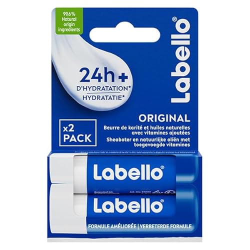 LABELLO Duo Original (2 x 5,5 ml), Lippenbalsam angereichert mit natürlichen Ölen und cremiger Textur, Lippenpflege, langanhaltende Feuchtigkeitsversorgung für 24 Stunden