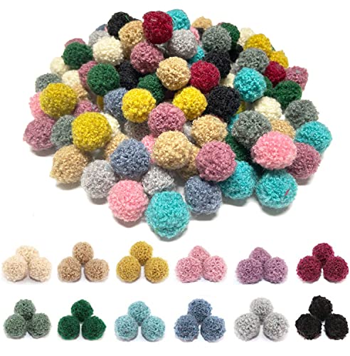 120 Stücke Pompons zum Basteln, BetterJonny 2cm Pompom Bälle Kleine Bommeln Bunte Bommeln Bälle Mini Pompons Flauschigen Plüsch Bälle Pom Pom Set für DIY Kreative Handwerk Herstellung, 12 Farben