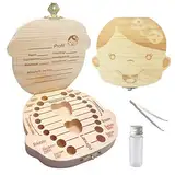 Sonfedo Milch Zähne Box, Zähne speichern Box für Kinder und Mädchen, Holz Speicher Baby Zähne Aufbewahrungsbox Geschenk, Deutsch Version (Mädchen)