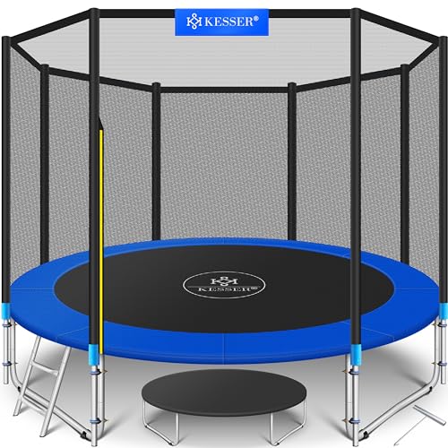 KESSER® - Trampolin Ø 305 cm | TÜV SÜD GS Zertifiziert | Komplettset mit Sicherheitsnetz, Leiter, Randabdeckung & Zubehör | Kindertrampolin Gartentrampolin Belastbarkeit 150 kg