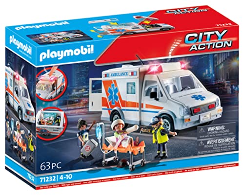 PLAYMOBIL 71232 71232-City Action Hospital Ambulance, Multicolore, Taille Unique