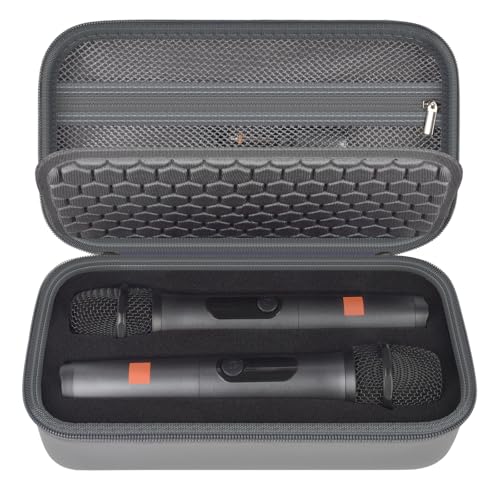 Boobowl Wireless Mikrofon Gehäuse kompatibel mit JBL Wireless Zwei Mikrofon/für JBL Partybox, Handheld Dual Mic Reisespeichertasche für Empfänger, Batterien und anderes Zubehör (Grau)