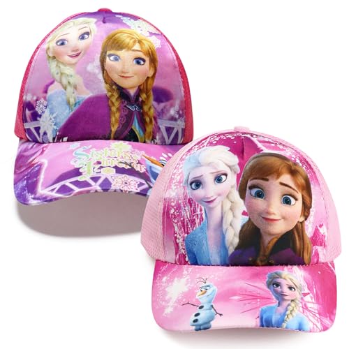 GERRIT Froze Basecap mädchen,ELSA Kinder Cap,Mädchen Cap,Kinder Cap mädchen,Cappy mädchen Anna ELSA Prinzessin,UV-Schutz,Modischste für Froze Geschenke Mädchen,für Outdoor Sports (2 pcs, 50-54cm)