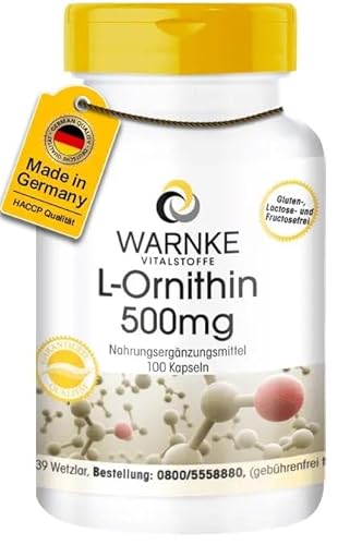 L-Ornithin Kapseln - 500mg L-Ornithin pro Kapsel - 100 Kapseln - hochdosiert & vegan - Aminosäure | Warnke Vitalstoffe - Deutsche Apothekenqualität