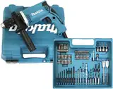 Makita HP1631KX3 Schlagbohrmaschine im Koffer, 710 W + 74tlg. Zubehör, Blau