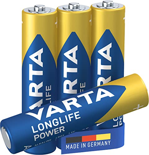 VARTA Batterien AAA, 4 Stück, Longlife Power, Alkaline, 1,5V, ideal für Spielzeug, Funkmaus, Taschenlampen, Made in Germany