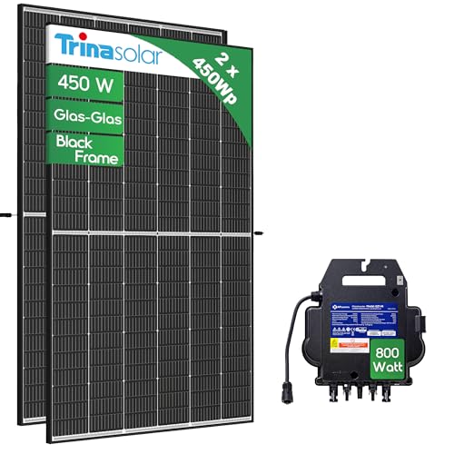 800W Balkonkraftwerk mit Trina Vertex S+ 445W Panels und APSystems EZ1-M Wechselrichter (ohne Schukokabel), inkl. WIFI und App- Steuerung Mini Solaranlage