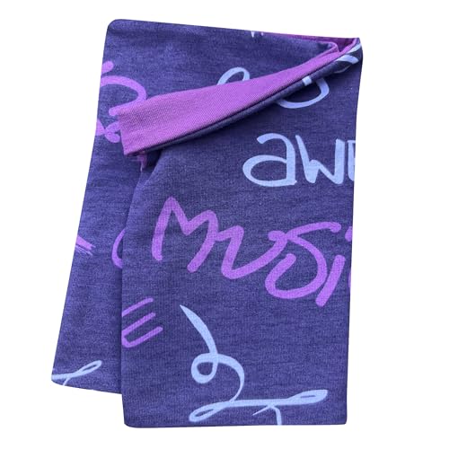 Wollhuhn Öko Leichter Jungen/Mädchen Jersey Schlupfschal/Halstuch/Loop Baumwolle Viele Motive Sommer/Übergangszeiten 20212030 (Cool Music Violett)