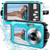 Unterwasserkamera, UHD 4K 48MP wasserdichte Kamera mit 18-fachem Zoom-Selfie und 32GB-Karte