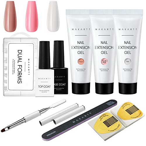 Makartt Poly Nagel Gel Kit Klares Weiches Rosa Nude Nagelverlängerung Builder-Enhancement-Gel mit Gleitlösung Trail Kit DIY-Nagelkunst-Ausrüstungsset für Anfänger