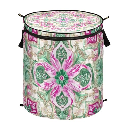 Wäschekorb mit Retro-Blumenmuster, faltbar und wasserdicht, aus Stoff, mit stabilem Griff, groß für Regale, Babygeschäft, Schrank, Para ropa de