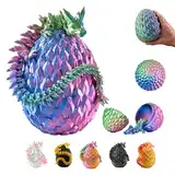 3D Drache im Ei – Drachenei mit Drache 36 cm Figur | 12 cm Großes Ei | Multicolor Überraschungsdrache in Blau-Grün-Violett | Schlüpfende Bewegliche Figur für Kinder, Sammler & Fantasy-Fans