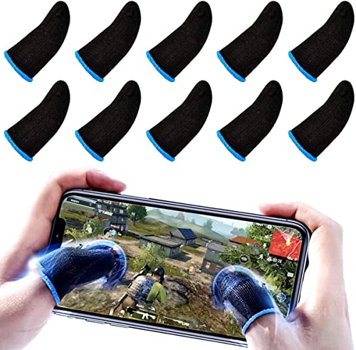 J-Kare PUBG Mobile Finger Sleeves für Gaming | 10 Stück | Daumenhülsen für mobiles Gaming | PUBG COD Fortnite | Anti Schweiß Anti Trockenheit Atmungsaktive Faser | Finger-Sleeve Gaming-Handschuhe