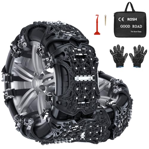 YeXhot Schneeketten Universal Für Auto, 6PCS Universal Reifenketten, Passend Für Reifenbreite 165-285 mm Fümr Leichte LKW/SUV/ATV, Mit Schneeschaufel, Schraubenschlüssel und Handschuhe mitbringen