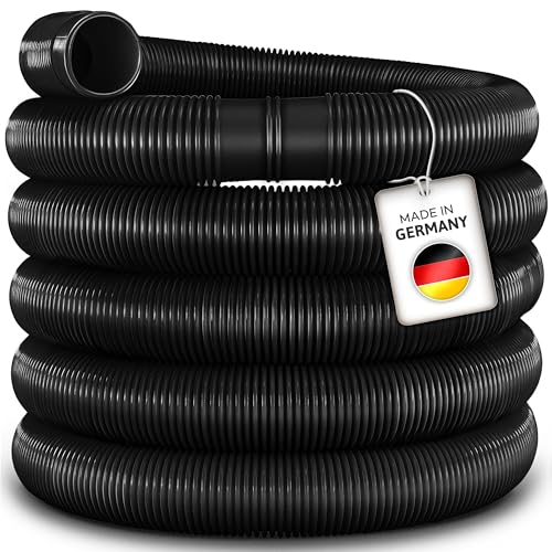 tillvex Poolschlauch Made in Germany | Schwimmbadschlauch mit Muffen | Solarschlauch für Pool und Schwimmbecken | Saugschlauch | Pumpenschlauch | flexibler Wasserschlauch (Schwarz, 6m / 32mm)