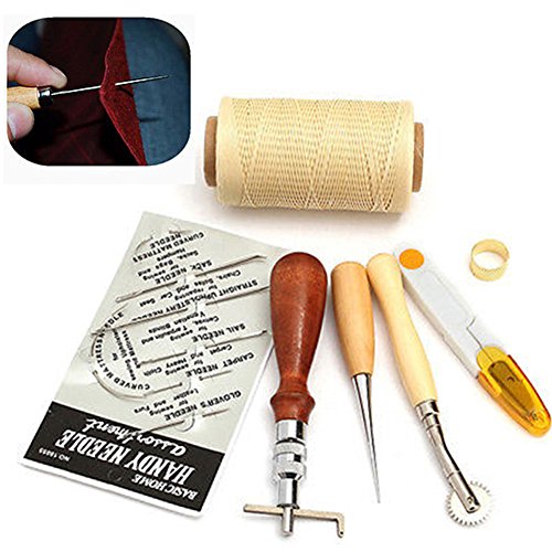 Eleoption Leder Nähen Set DIY Leder Handwerk Sticheln Werkzeuge Zubehör für Handgemachte Lederwaren, (7pcs/Set)