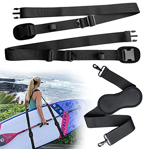 JEEZAO SUP Tragegurt, Kajak Schultergurt Verstellbarer, Hochleistungs Tragegurt für Surfbretter Paddleboard Longboard Stand Up Paddle Board (Schwarz)