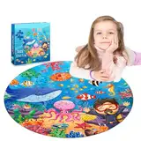 Bodenpuzzle für Kinder ab 3-8 Jahre, Unterwasserwelt Kinderpuzzle, 71 Teile Puzzle für Kinder ab 3 Jahren, Große Rundes Puzzle, Puzzle Geschenke für 3+ Jahre Jungen Mädchen