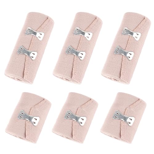 6 Rollen Kompressionsbinden, Elastische Binde,Elastische Bandage, Elastischer Verband mit Metallclips für Knöchelunterstützung, Bequem und Atmungsaktiv,Tragbar und Praktisch(5cm*4.5m,7.5cm*4.5m)