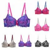 Damen Spitzen Sexy BH Ohne Bügel Push Up Damen-BHS Rückenfreier Dirndl Bralette Bra Große Brüste Starker Halt Bustier Comfit Minimizer BHS Baumwolle Angebote Blau L