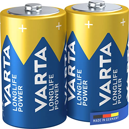 VARTA Batterien D Mono, 2 Stück, Longlife Power, Alkaline, 1,5V, ideal für Computerzubehör, Taschenlampe, Kamera, Made in Germany