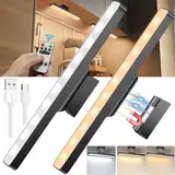 Unterbauleuchte Küche LED, 2 Stück Aufladbar LED Lichtleiste mit Fernbedienung, Touch Dimmbare Schrankbeleuchtung Kabellos, 3200mAh küchen Licht für Schreibtische, Schlafzimmer, Schränke und Garderobe