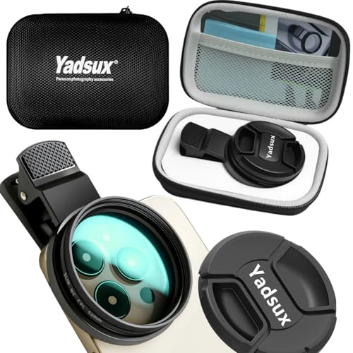 Yadsux CPL Polarisationsfilter für iPhone, Samsung und andere Smartphones, Clip-On-Adapter, HD-doppelseitig, mehrfach beschichtetes SLR-Objektiv, optisches Glas, Handy-Objektiv-Zubehör