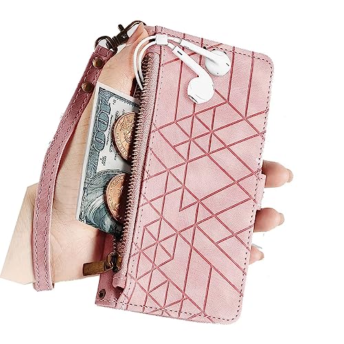 Nadoli Reißverschluss Handyhülle für Samsung Galaxy A51 Geometrisch Hülle Leder Handytasche Cover mit Kartenfächer Standfunktion Geldbörse Brieftasche Flip Case