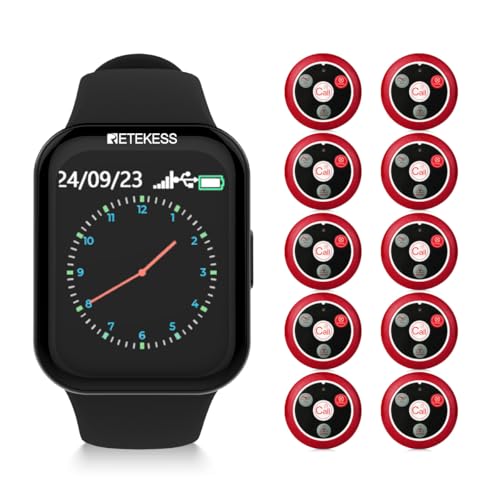 Retekess TD113 Restaurant Pager System,Kellner Pager System, Elegantes Touch Screen Aussehen, 262ft,IP67,Drahtloses Rufsystem,Für Restaurant, Kellner