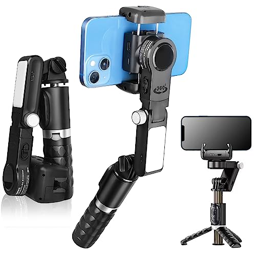 STRBDYI Smartphone Stabilisator, Gimbal Handy Stabilisator, Selfie-Stabilisator mit Bluetooth-Fernbedienung für Vlogging, YouTube, Live-Video, kompatibel mit iPhone/Android (Schwarz)