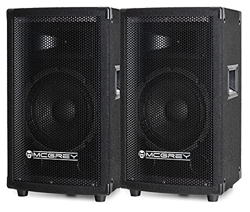 Paar McGrey TP-8 Lautsprecher Boxen (2 Stück DJ- und Partyboxen, 8" Woofer, 300W, Passiv, 2-Wege System, Holzgehäuse) schwarz