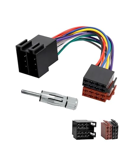 RUIZHI Autoradio Radioadapter Set, Universal Radioadapter, Antennenadapter DIN ISO Klemme 15 + 30 steckbar Verlängerung Radio Adapter Stecker, ISO Adapter Auto