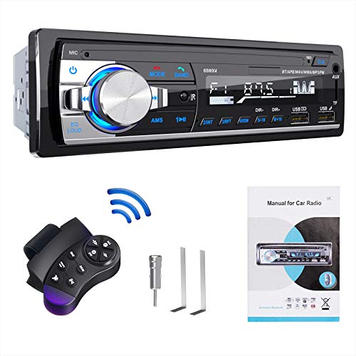 RDS Autoradio Bluetooth Freisprecheinrichtung, Lifelf 1 DIN Radio Stereo 4 x 65W Empfänger mit MP3 Player Zwei USB-Anschlüsse WMA FM Fernbedienung, Unterstützung für iOS, Android (Keine CD)