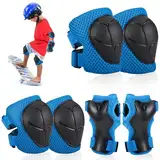 Hejo Kinder Inliner Schoner Set, 6 in 1 Inliner Schützer Kinder Knieschützer Protektoren Inliner Schutzausrüstung, Knie und Ellenbogenschützer, Rollschuhe Schützer für Skateboard, Roller, Skaten