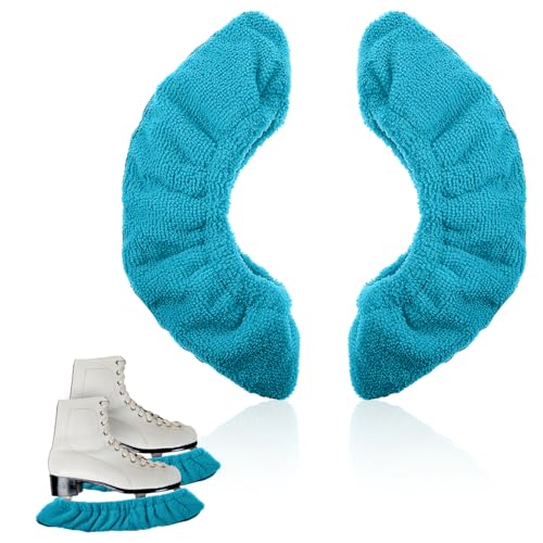 Prasacco 2 Stück/1 Paar Kufenschoner für Schlittschuhe, Elastische Schlittschuhe Kufenschoner 22 x 7 cm Faser Schutzhülle für Kinder Hockeyschlittschuhe und Eiskunstlaufschuhe (Blau, Größe S)