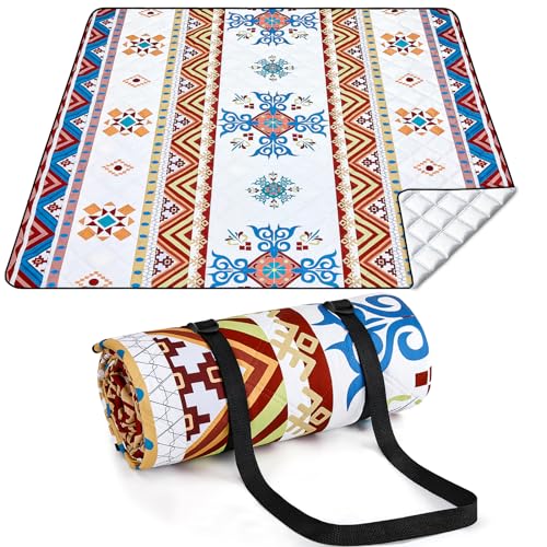 Witnewrage wasserdichte Picknickdecke, 200x200cm Stranddecke Große, Boho Picknickdecke Isoliert mit Tragegriff Sanddicht für Park, Strand, Camping