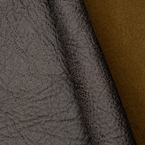 STOFFKONTOR Microfaser Polsterstoff Möbelstoff Büffel Optik 3 Stoff - Meterware - für Polsterarbeiten (Dunkel-Grau)