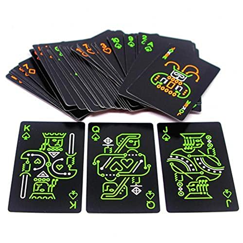 YUNSI 1 Set Schwarze leuchtende Spielkarten Glow in der dunklen Bar KTV Noctilucent Fluorescen Poker-Karten Nachtkollektion Zaubertricks Tool