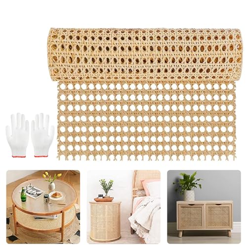 jackfru Rattan-Gurtbandrolle, Rattan-Netz-Rolle, Wiener Geflecht, Schimmelfest Rattan Gurtband, DIY Wabengeflecht Stuhlflechtrohr,Flechtrohrgewebe (Holzfarbe, 1M x 45cm)